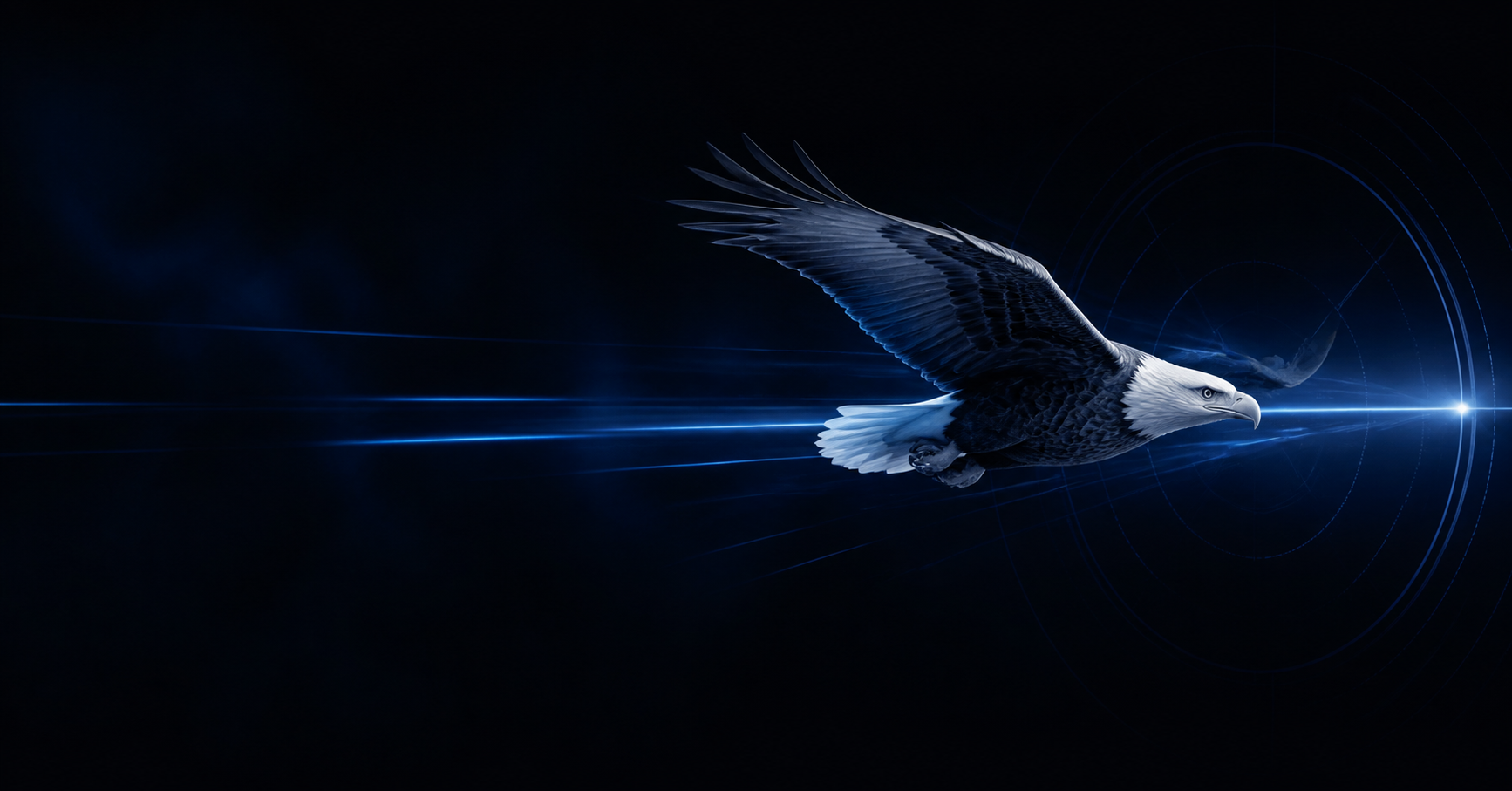 Aquila bianca OutEagle in volo verso un bersaglio